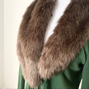 Jones New York| Cardigan | 0X  | Green | detachable fur collar